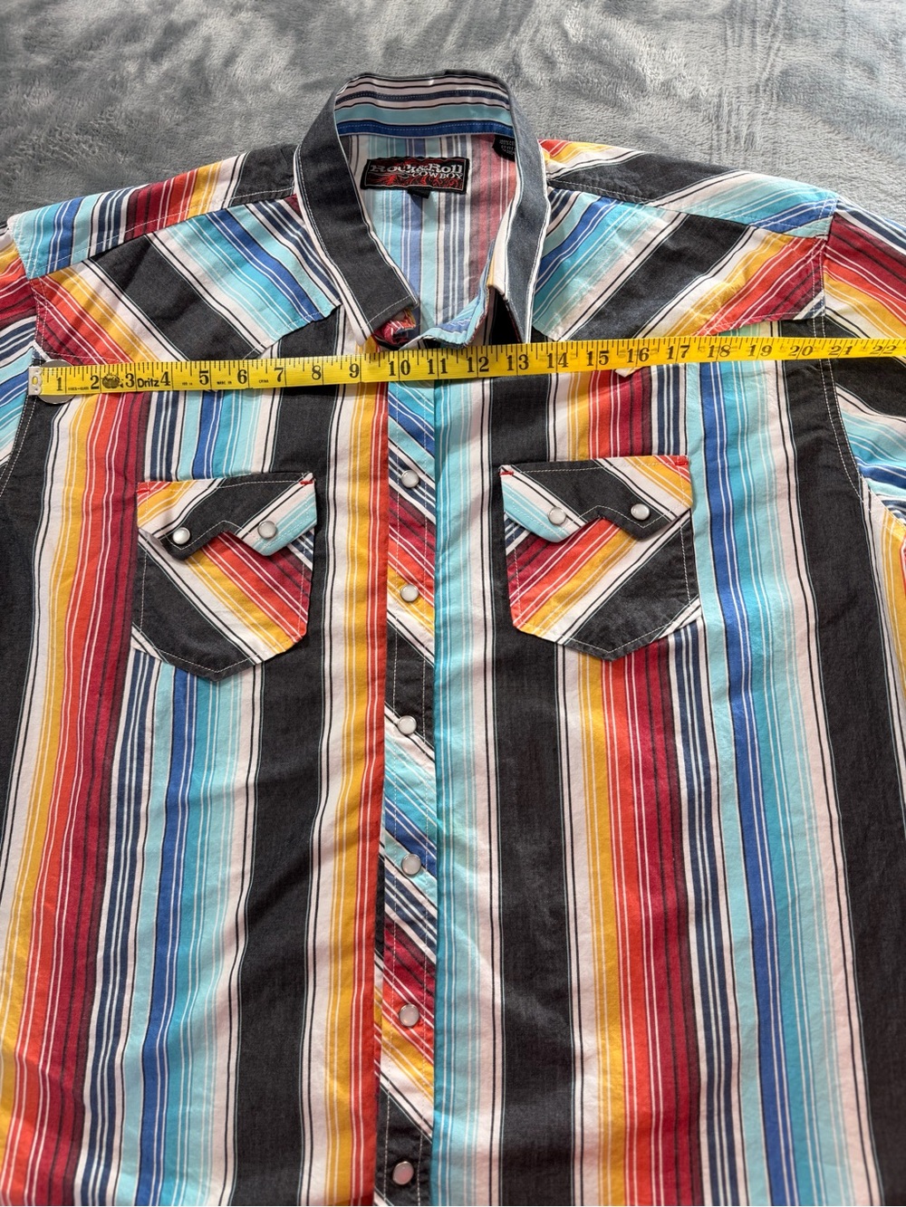 Rock $ Roll Cowboy Striped Pearl Snap-Down Shirt in Multicolor - Picture 11 of 15